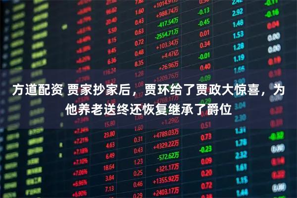 方道配资 贾家抄家后，贾环给了贾政大惊喜，为他养老送终还恢复继承了爵位